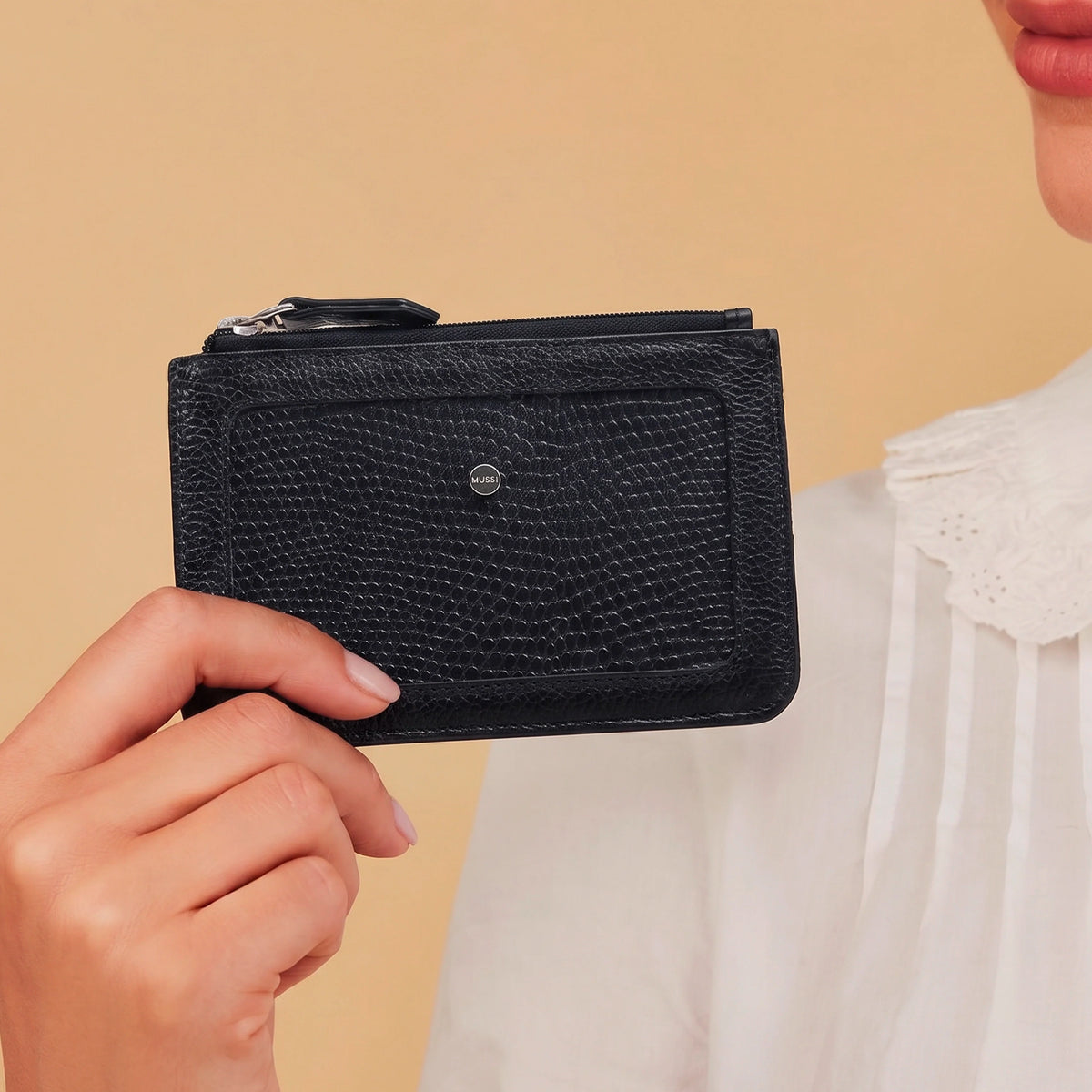 Billetera brisa de cuero para mujer - Negro