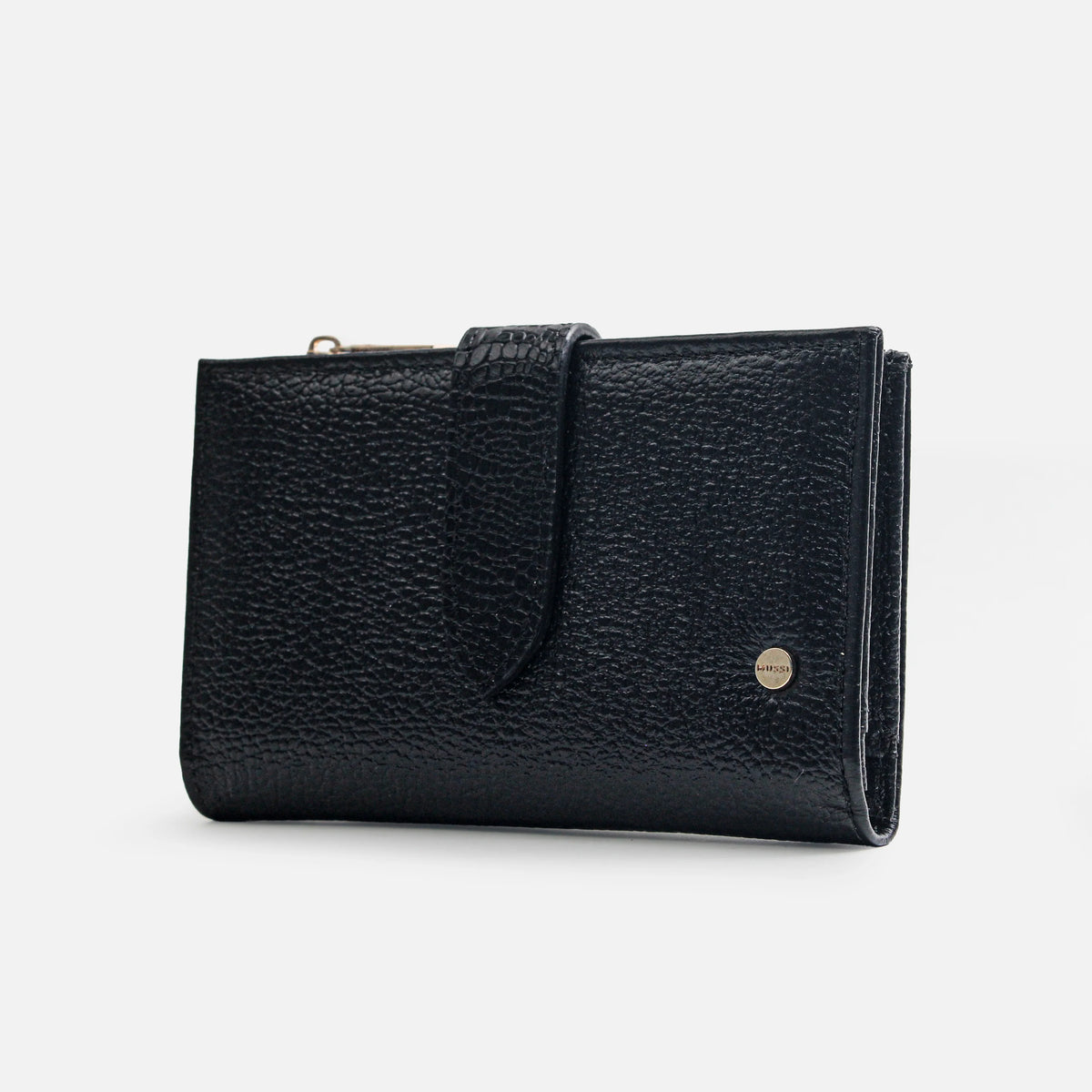 Billetera anemona de cuero para mujer - Negro