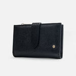 Billetera anemona de cuero para mujer - Negro