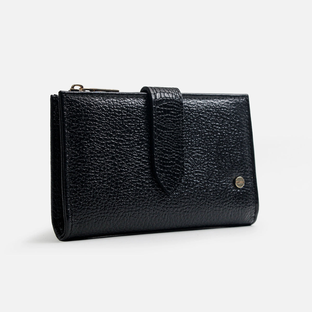 Billetera anemona de cuero para mujer - Negro