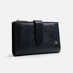 Billetera anemona de cuero para mujer - Negro