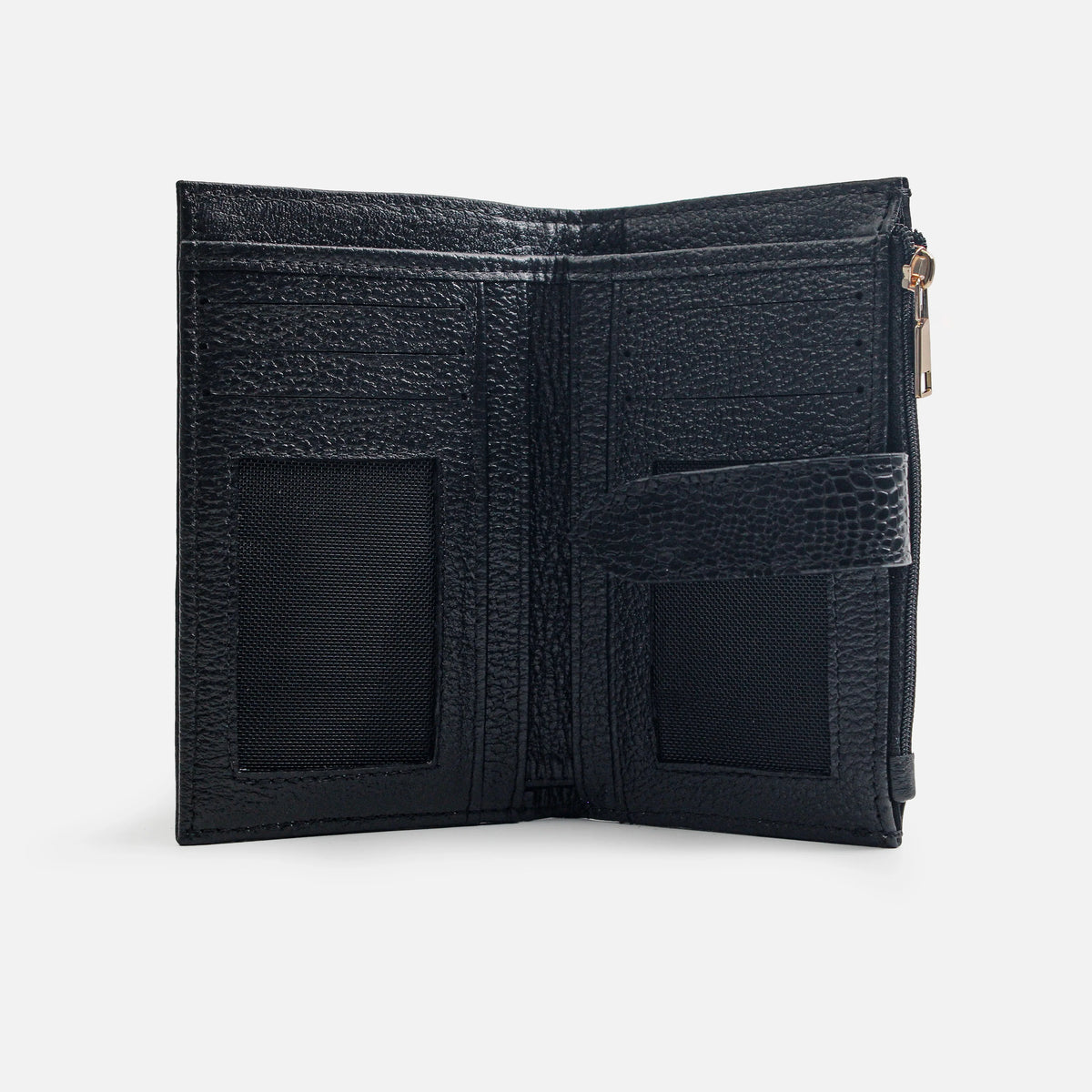 Billetera anemona de cuero para mujer - Negro