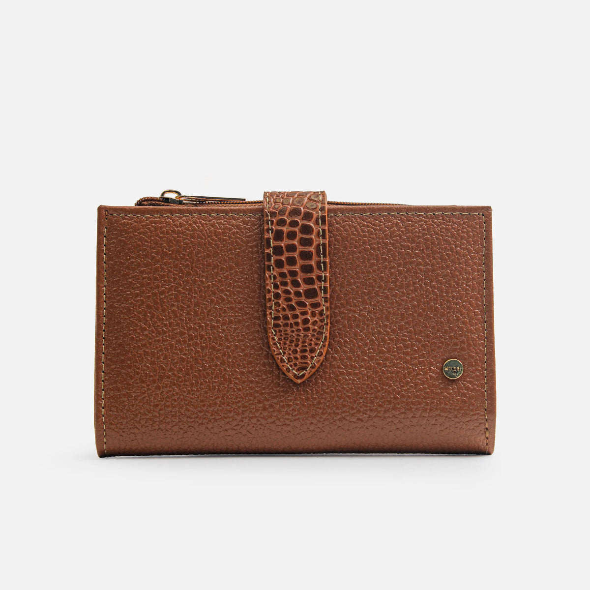 Billetera anemona de cuero para mujer - Miel