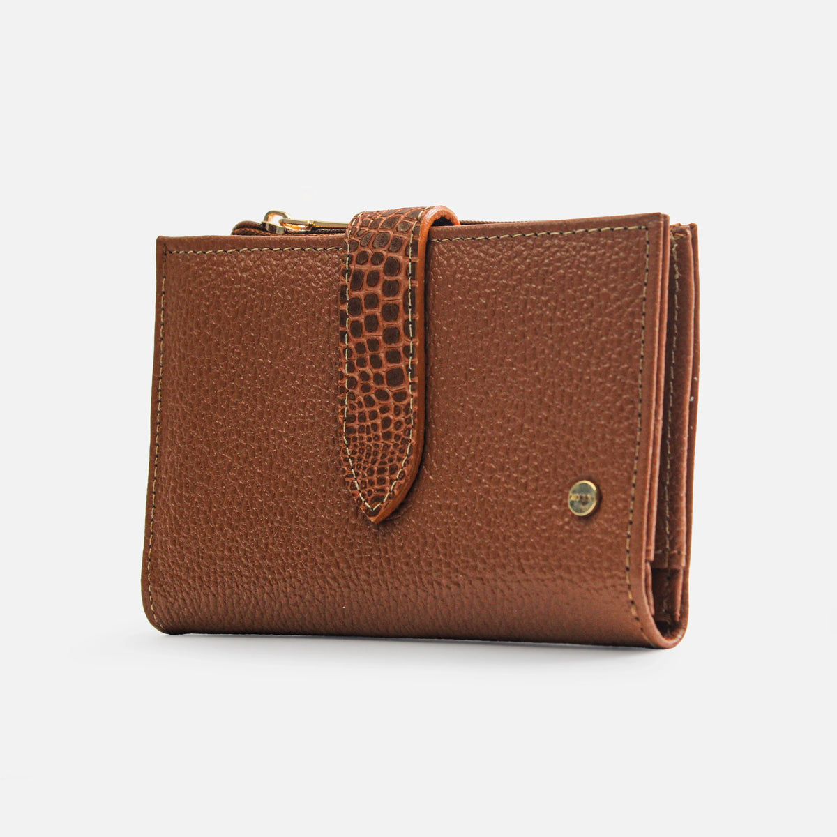 Billetera anemona de cuero para mujer - Miel