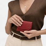 Billetera jazmin de cuero para mujer - Rojo