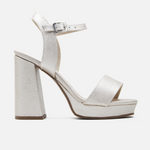 Sandalia tacon plataforma leira de cuero para mujer - Oro