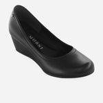Baleta tacon corrido lila de cuero para mujer - Negro
