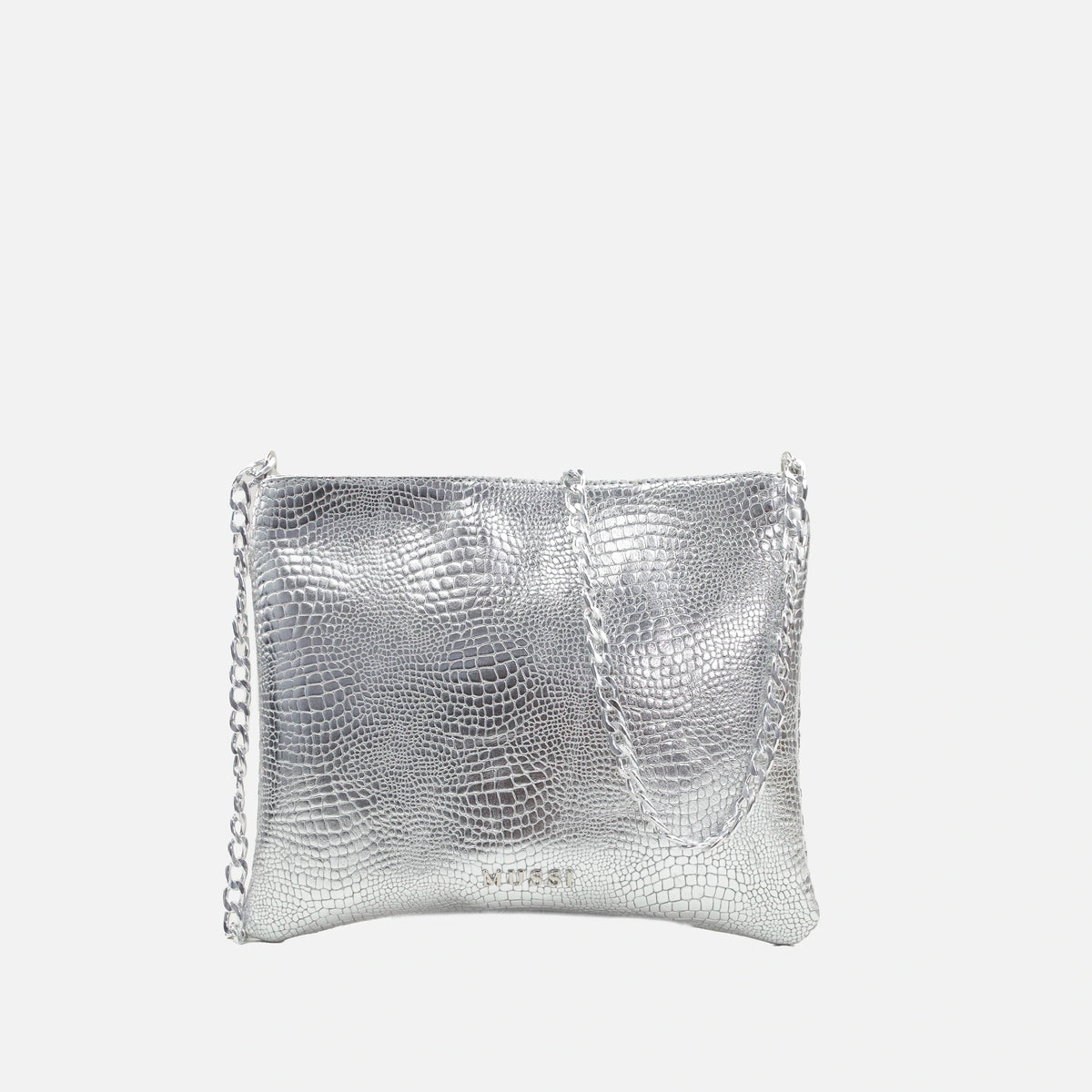 Bolso manos libres deniz de cuero para mujer - Plateado