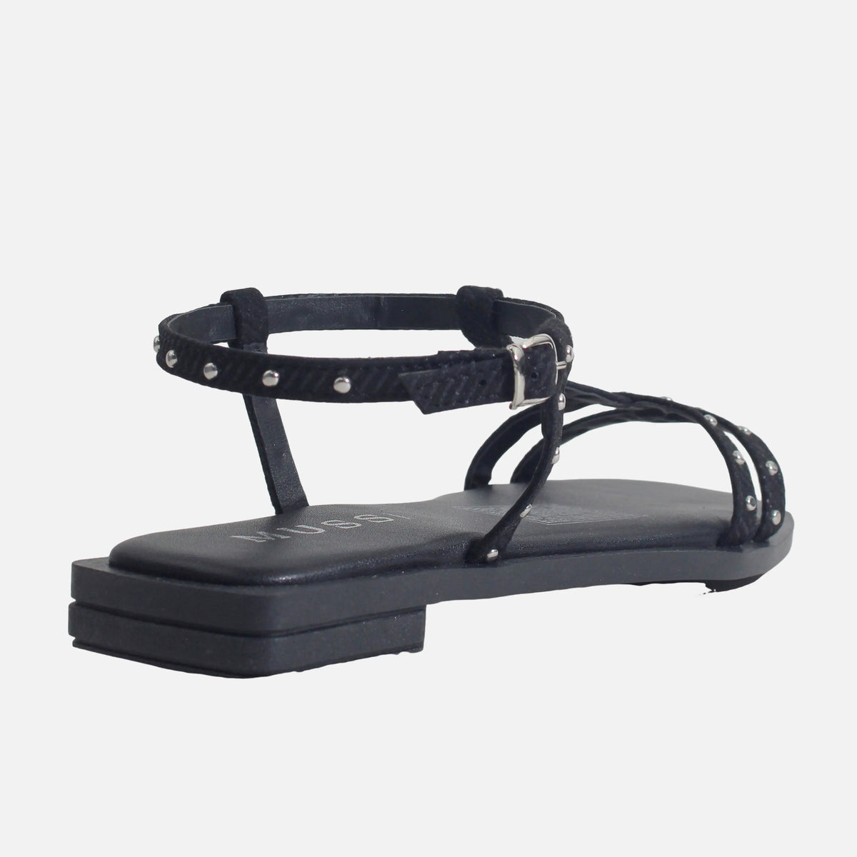 Sandalia plana lita de sintético para mujer - Negro