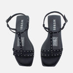 Sandalia plana lita de sintético para mujer - Negro