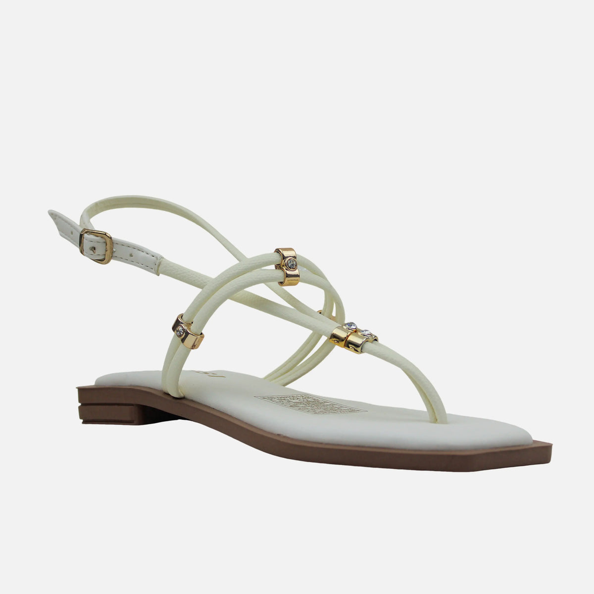 Sandalia plana lilia de sintético para mujer - Hueso