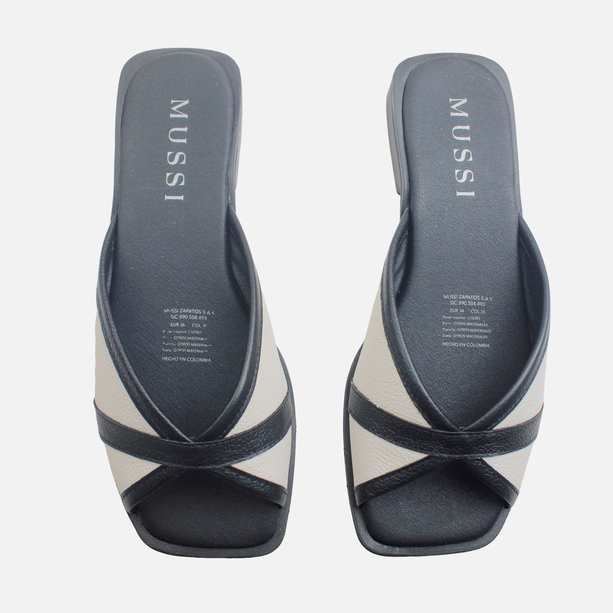 Sandalia plana sharon de cuero para mujer - Negro