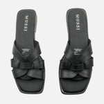 Sandalia plana steven de cuero para mujer - Negro