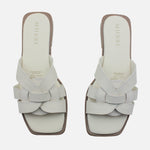 Sandalia plana steven de cuero para mujer - Hueso