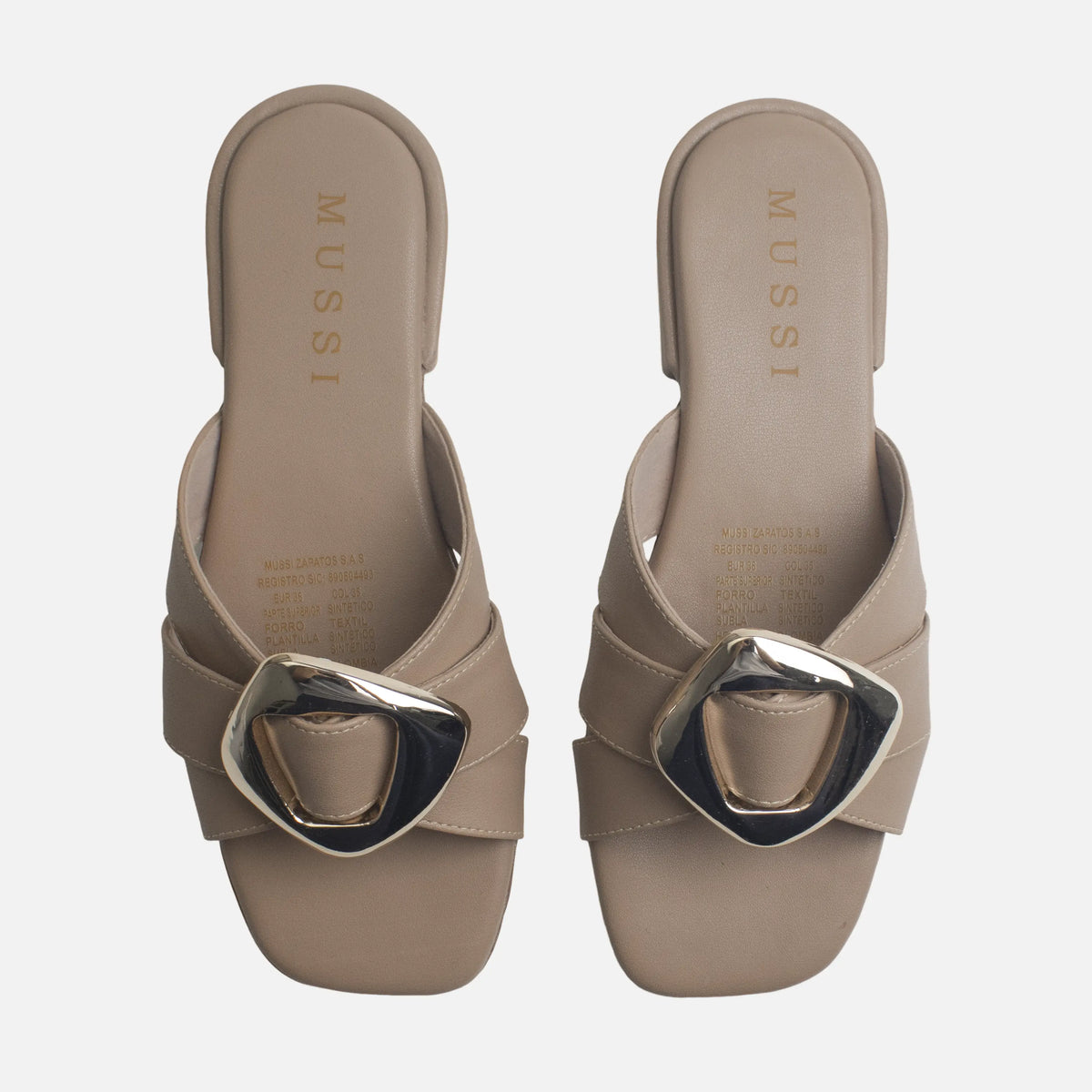 Sandalia plana kalina de sintético para mujer - Almendra