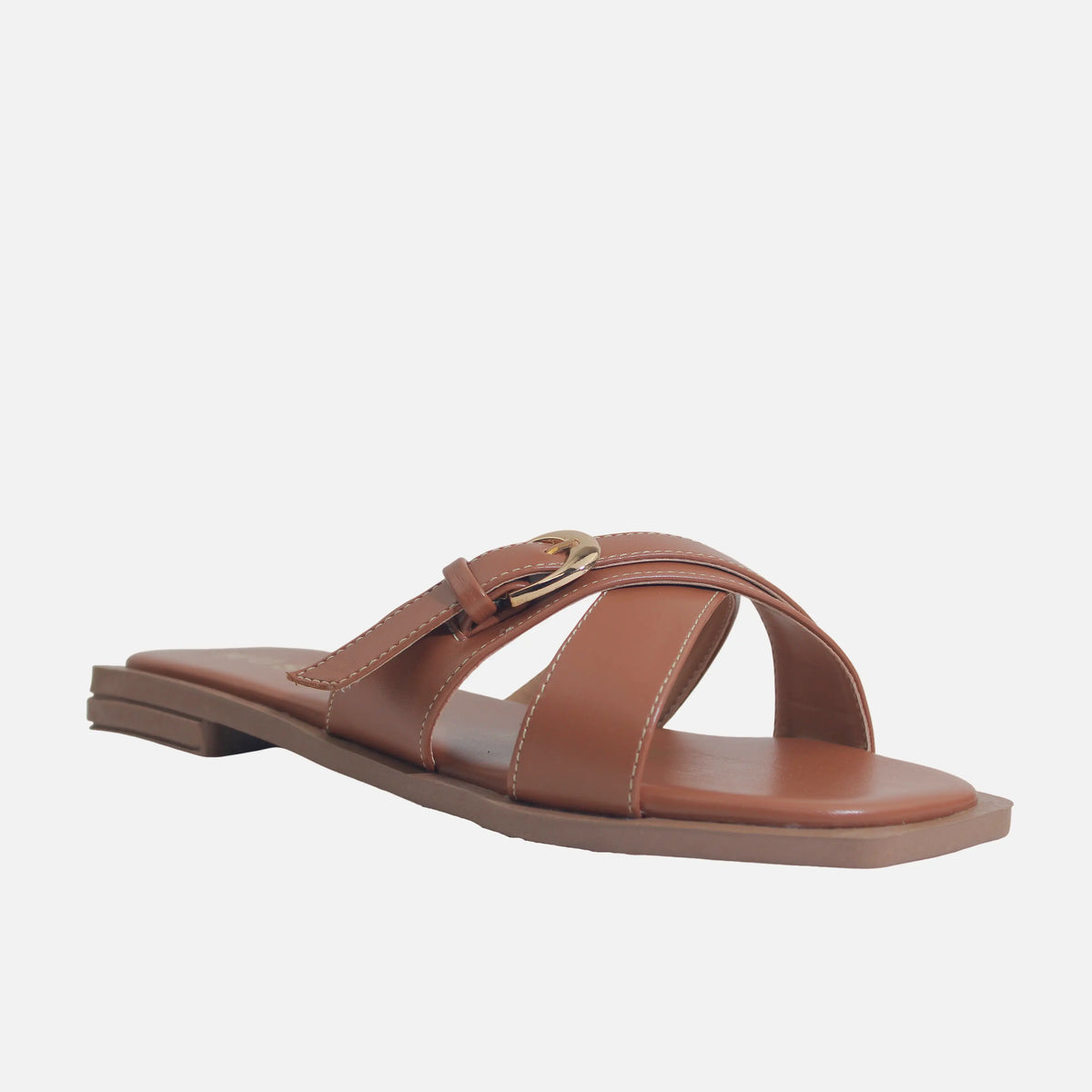 Sandalia plana bennet de sintético para mujer - Miel