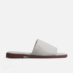 Sandalia plana vivian de cuero para mujer - Hueso