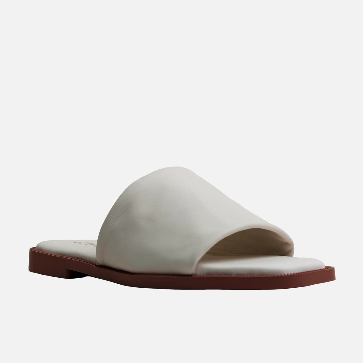 Sandalia plana vivian de cuero para mujer - Hueso