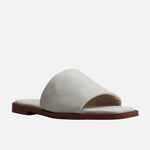 Sandalia plana vivian de cuero para mujer - Hueso