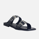 Sandalia plana paciana de sintético para mujer - Negro