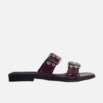 Sandalia plana paciana de sintético para mujer - Vino