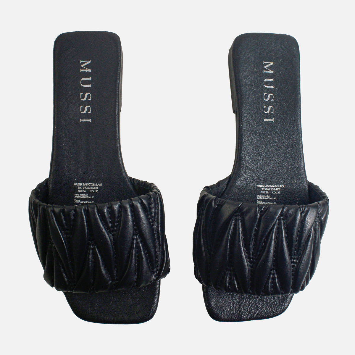 Sandalia plana piera de sintético para mujer - Negro