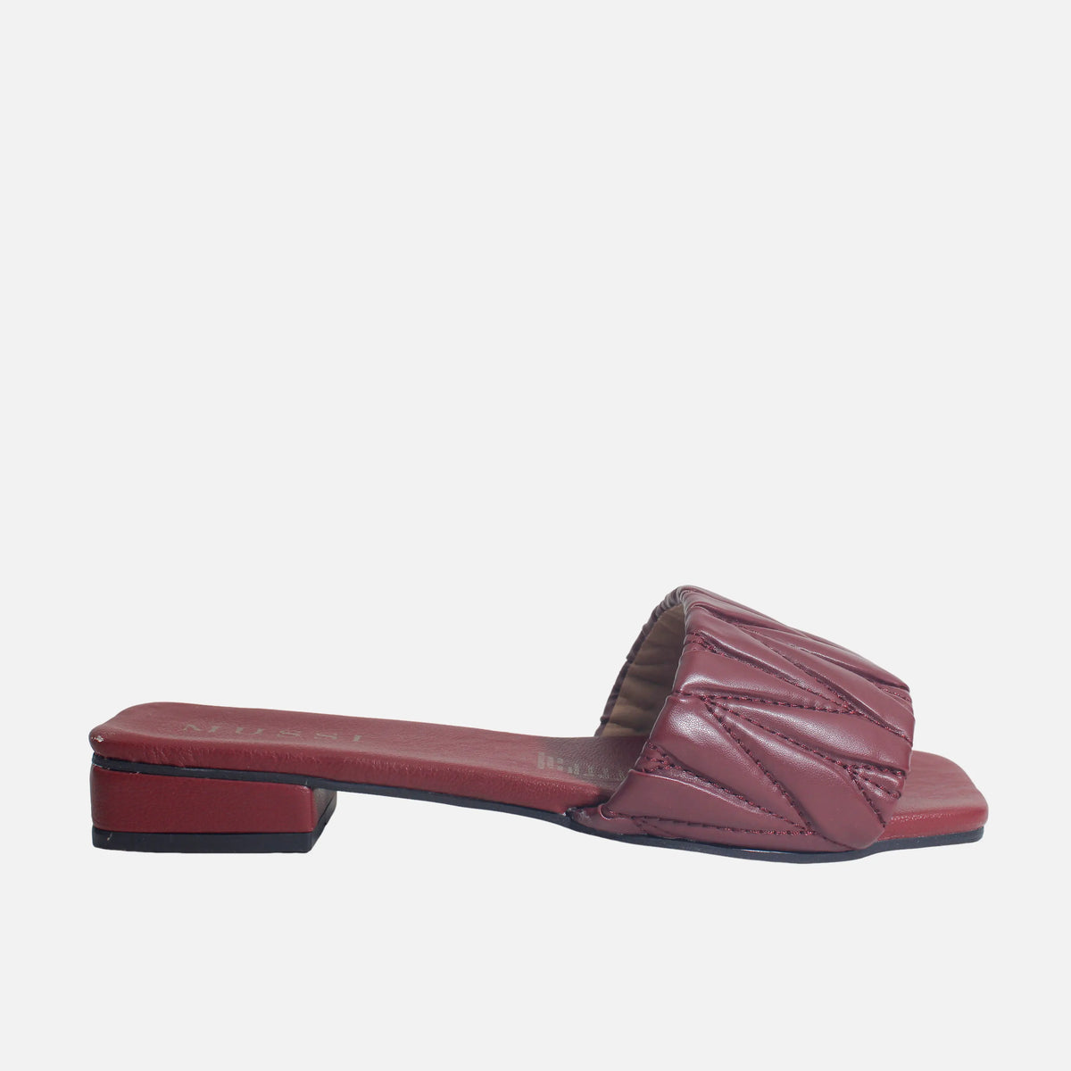 Sandalia plana piera de cuero para mujer - Vino