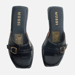 Sandalia plana iliana de sintético para mujer - Negro