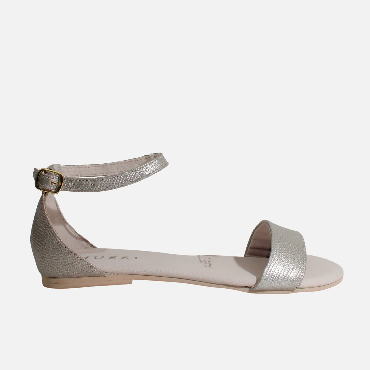 Sandalia plana marianna de cuero para mujer - Oro