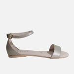 Sandalia plana marianna de cuero para mujer - Oro