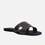 Sandalia plana bianca de cuero para mujer - Bronce