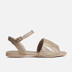 Sandalia plana innis de cuero para mujer - Oro