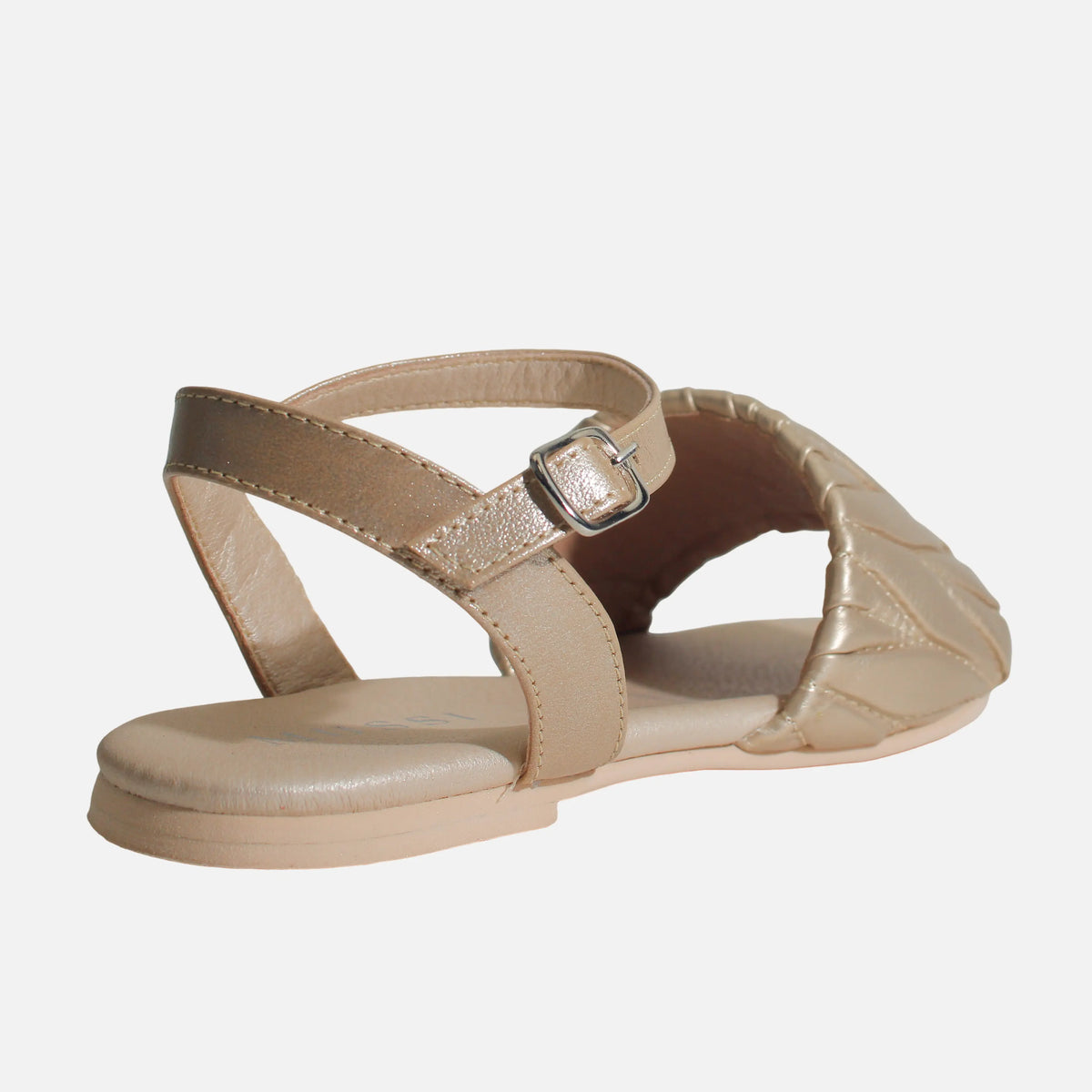 Sandalia plana innis de cuero para mujer - Oro