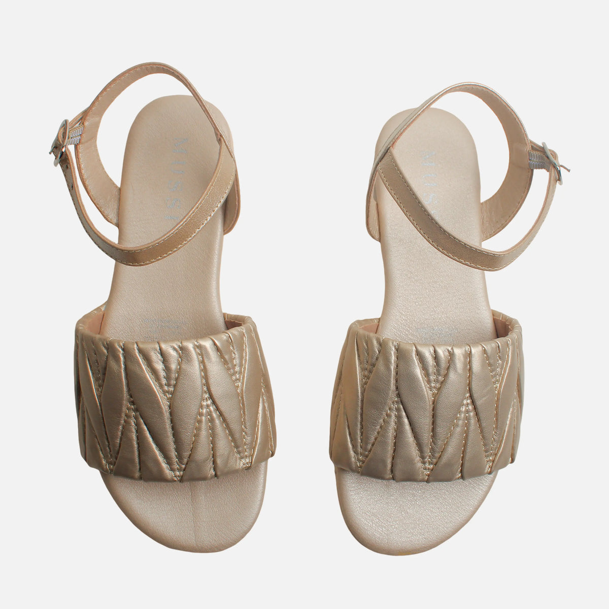 Sandalia plana innis de cuero para mujer - Oro