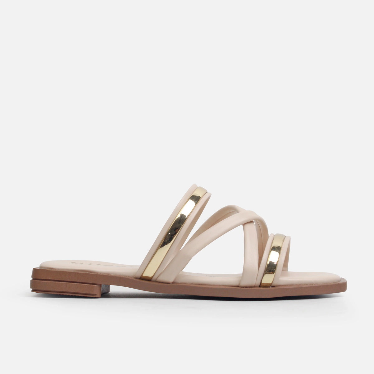 Sandalia plana chiara de sintético para mujer - Beige