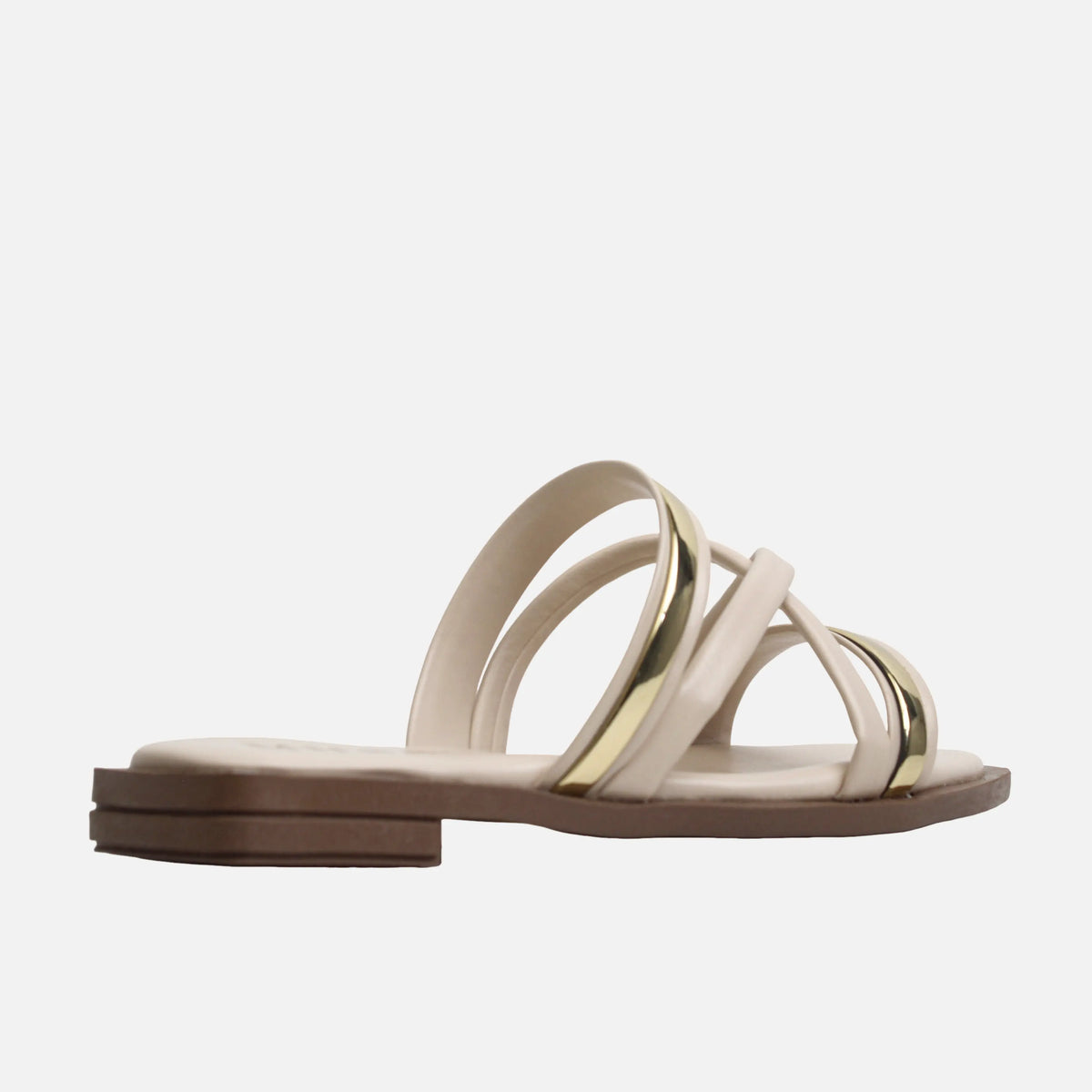 Sandalia plana chiara de sintético para mujer - Beige