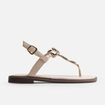 Sandalia plana flora de sintético para mujer - Beige