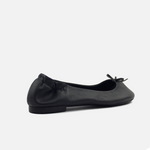 Baleta plana christal de cuero para mujer - Negro