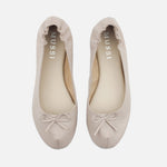 Baleta plana christal de cuero para mujer - Nude