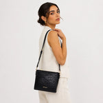 Bolso manos libres nicoletta de cuero para mujer - Negro