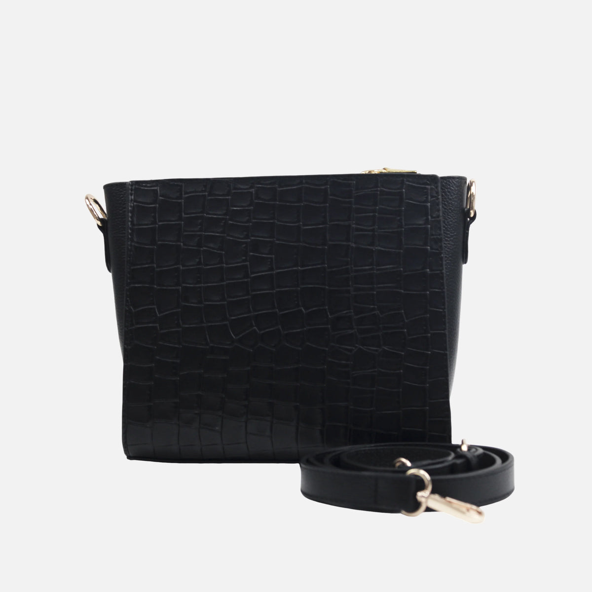 Bolso manos libres nicoletta de cuero para mujer - Negro