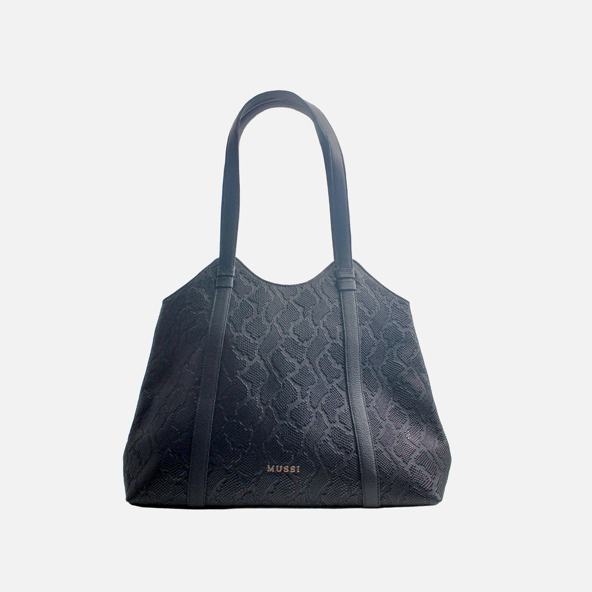 Cartera lurel de cuero para mujer - Negro