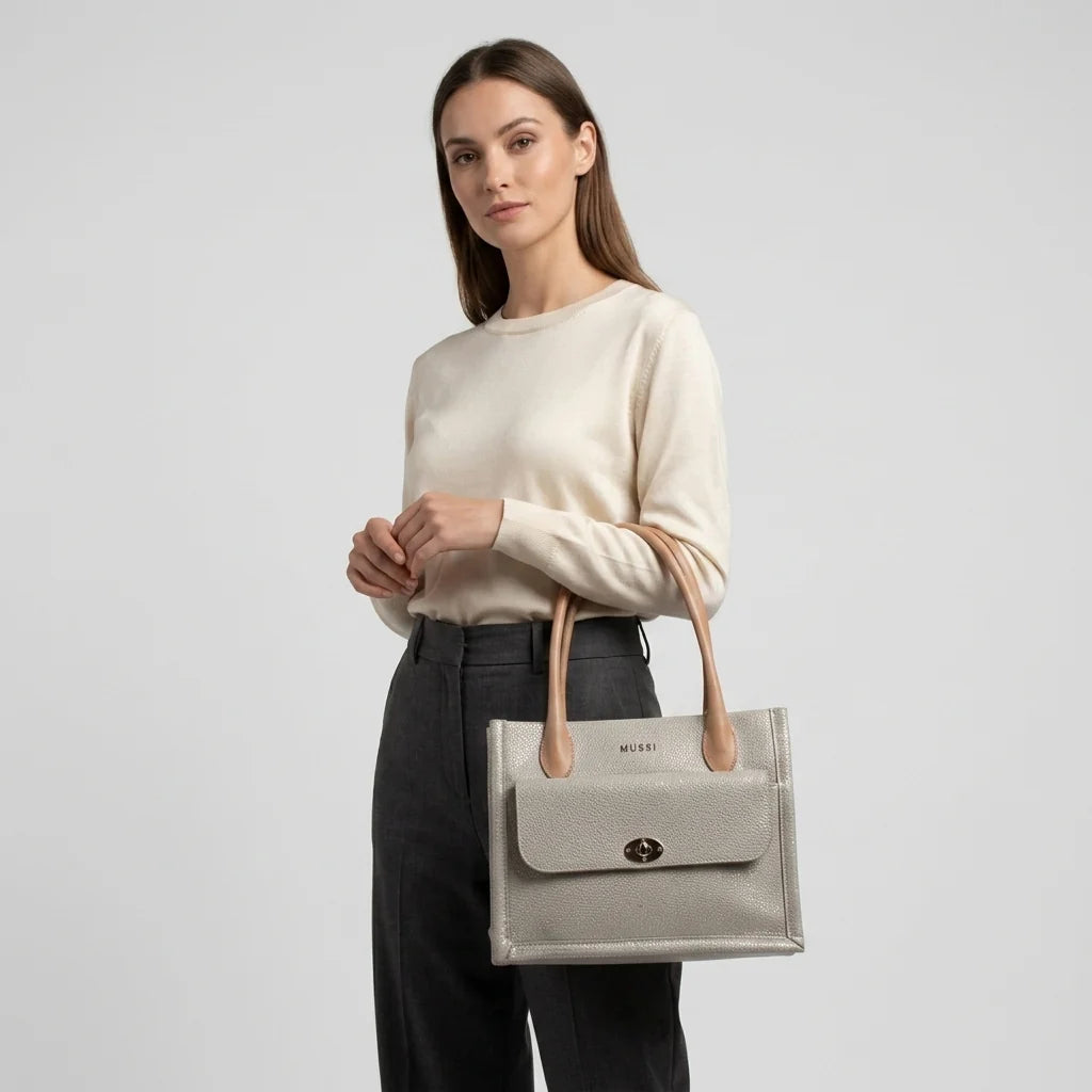Cartera melisa de cuero para mujer - Hueso