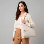 Cartera solana de cuero para mujer - Hueso