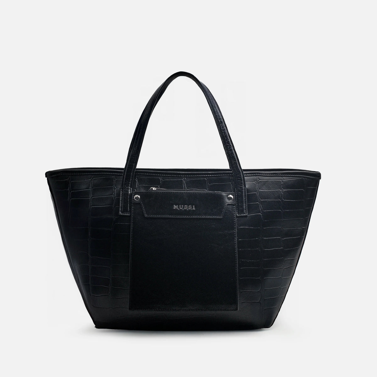 Cartera orquidea de cuero para mujer - Negro
