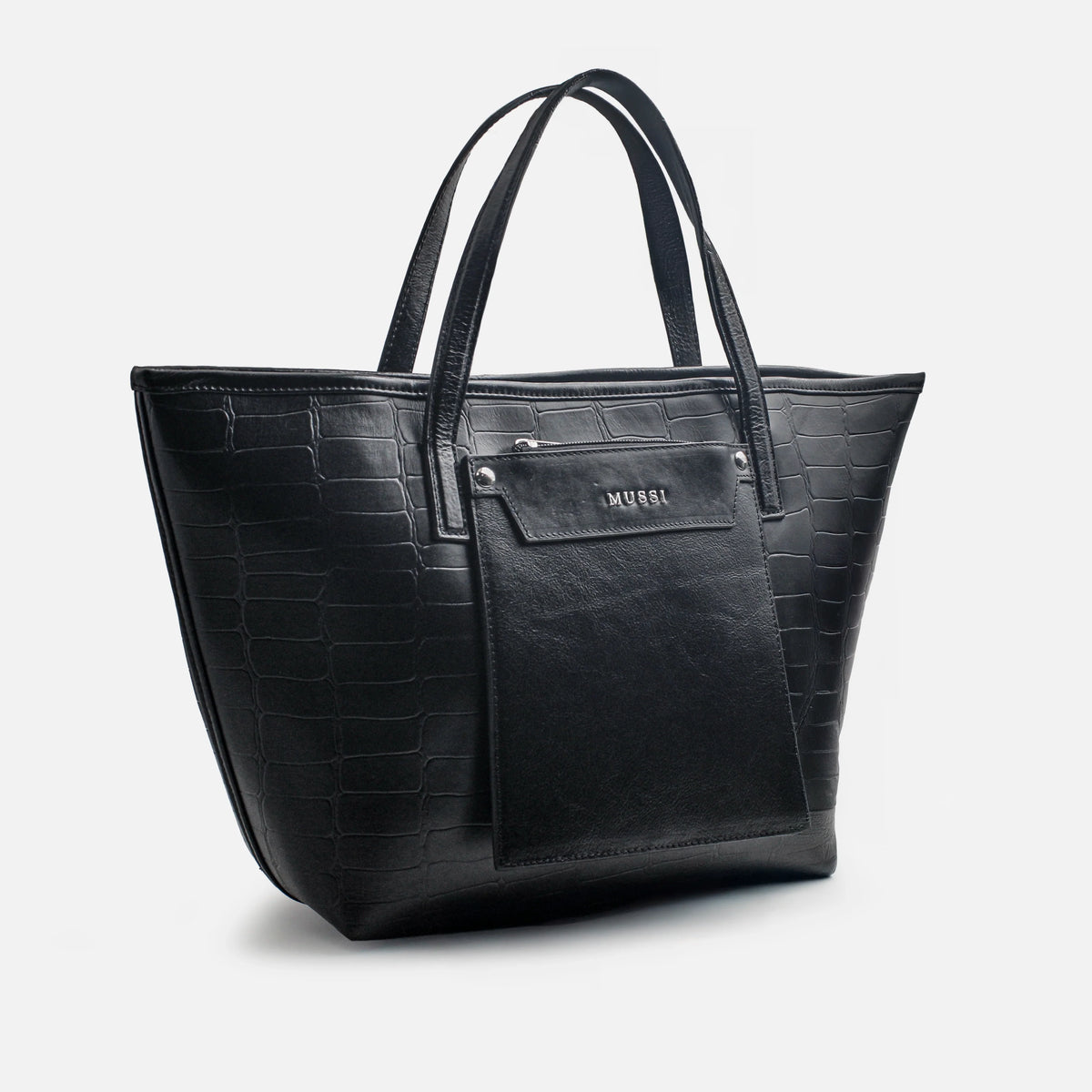 Cartera orquidea de cuero para mujer - Negro