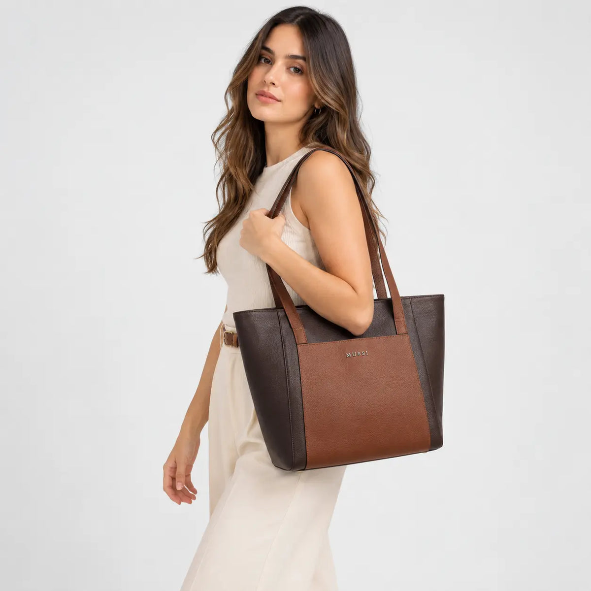Cartera ginebra de cuero para mujer - Miel