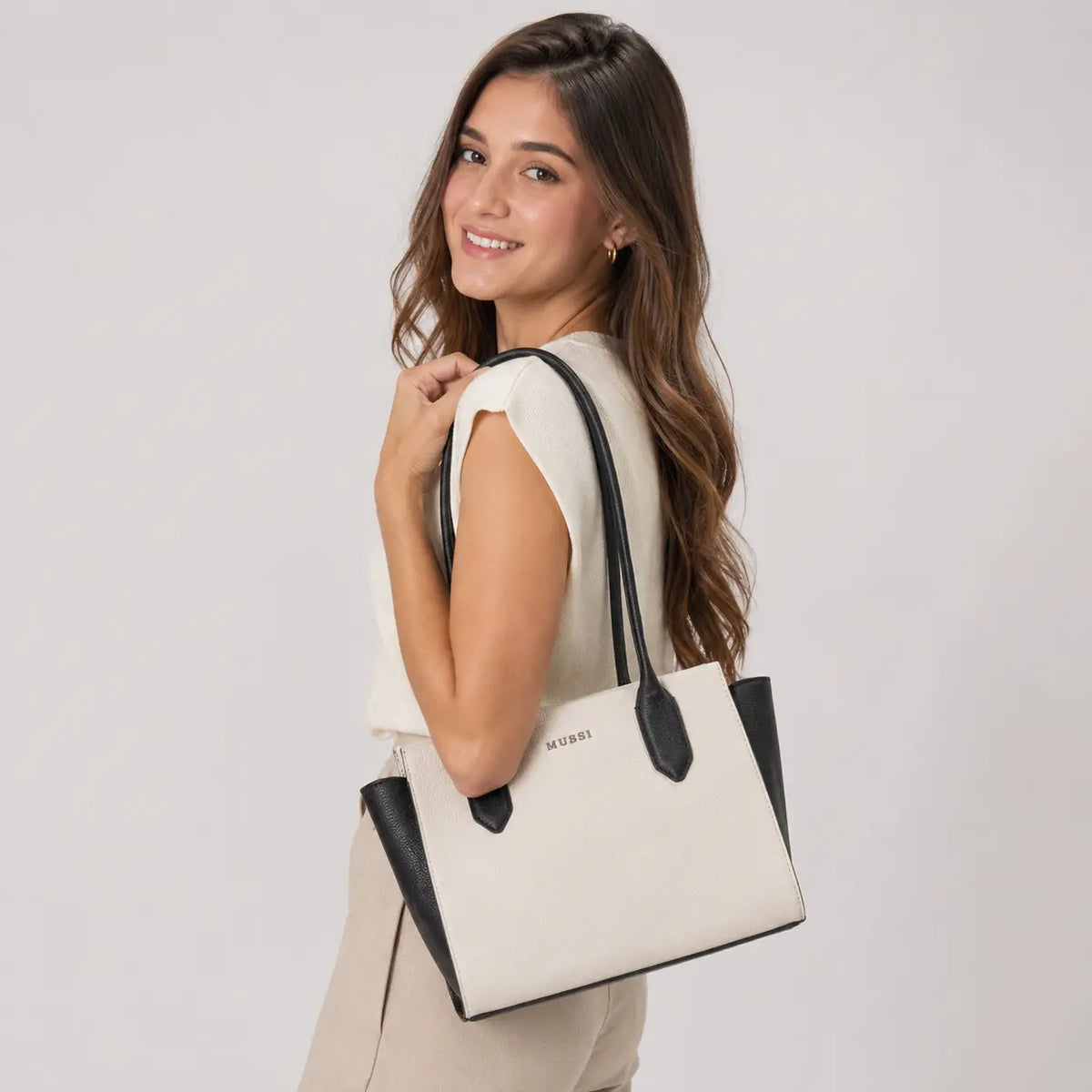 Cartera celsia de cuero para mujer - Hueso