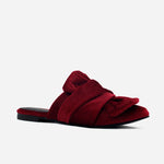 Zueco plano vanna de textil para mujer - Rojo