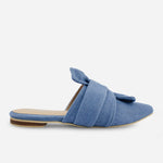 Zueco plano vanna de textil para mujer - Azul